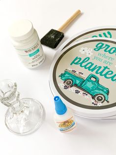 the contents of a crafting kit including paint, glue and paper