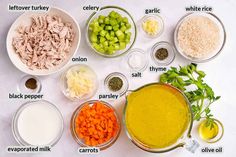 the ingredients to make this dish include carrots, celery, onions and chicken