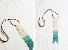 two pictures of the same item, one with green and white yarn on it's side