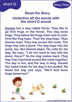 Reading comprehension passage - short o sound story Short A Passage, Phonic Reading, Phonics Stories, Short O Sound, Reading Comprehension Grade 1, Phonics Passages, Remedial Reading