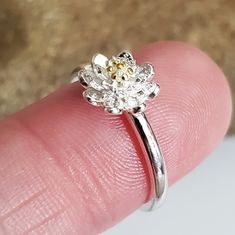 This Is A Beautiful 925 Stamped Sterling Silver Adjustable Ring, Very Well Made High Quality Ring. The Lotus Flower Is Small See Photos. It's Layered 3d Petals. This Is A Size 6 As Is But Will Open Up To About An 8 Or 8.5. This Is The Only One I Have Of These. Listing Vintage And New Jewelry Daily, Bundle And Save, Reasonable Offers Welcome. Lotus Flower Engagement Ring, Lotus Engagement Ring, Marriage Rings, Romantic Wedding Rings, Lily Ring, Lotus Ring, Marriage Ring, Tanzanite Diamond Ring, Flower Engagement Ring