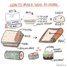 how to make sushi at home with instructions for making it in the microwave and on the stove