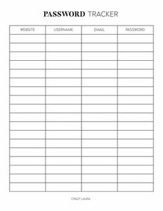 a printable sign up sheet with the words'password tracker'in black and white