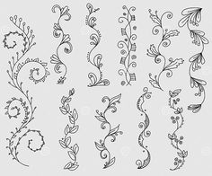 floral design elements in black and white stock photo - image 399874