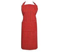 a red and white striped apron on a mannequin