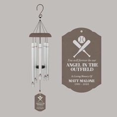 Angel in the Outfield Baseball Memorial Wind Chime