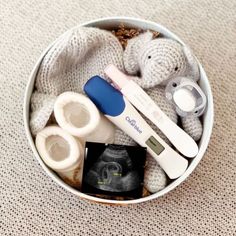 a baby's diaper in a bowl with an x - ray and other items