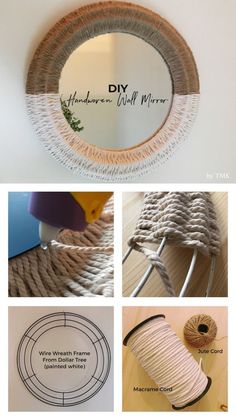 the instructions for how to make a macrame wall mirror