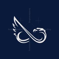 an eagle logo on a dark blue background