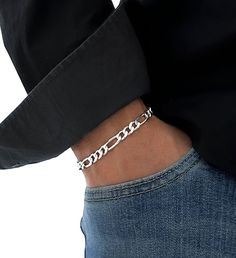 Italian 925 Sterling Silver Figaro 7mm Chain Link Bracelet Pair it up with another one of our plain beaded bracelets for a perfect stack. Classic Silver Stackable Chain Bracelet, Modern Silver Stackable Chain Bracelet, Casual Silver Jubilee Bracelet, Classic Silver Stackable Bracelets, Casual Sterling Silver Bracelet, Casual Silver Stackable Bracelets, Casual Silver Stackable Jewelry, Casual Sterling Silver Bracelets For Everyday Wear, Casual Silver Hypoallergenic Bracelets