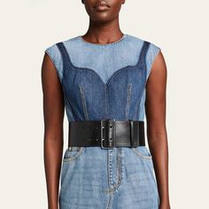 Alexander McQueen military belt in calf leather Adjustable silvertone buckle Made in Italy Military Belt, Denim Midi Dress, Bergdorf Goodman, Calf Leather, Alexander Mcqueen, Alexander, Tops Designs, In Italy, Midi Dress