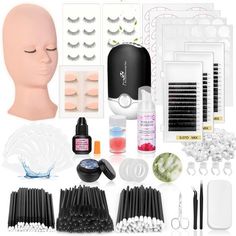 PRICES MAY VARY. [Everything Needed for Lash Extension] It came will all sorts of necessities/tools for doing complete lash extensions and this eyelash extension practice kit paired well with a plastic vanity organizer as a gift, since there are so many different kinds of tools, included plenty of mixed & classic individual lashes, mascara wands, brushes, rings for glue, lash glue & glue remover, highly precise tweezer, eyelash dryer fan, eyelash mannequin head with removable eyelids, tape, jade Classic Individual Lashes, Vanity Organizer, Lash Extension Supplies, Lash Extension Kit, Glue Remover, Lashes Mascara, Lash Tools, Mascara Wands, Vanity Organization