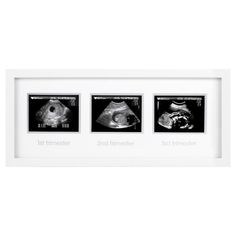 three different pictures in a white frame with black and white images on the bottom half