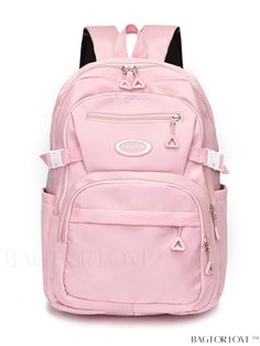 BagForLove - Versatile Letter Patch Classic Backpack - Ideal for Students & Outdoor Activities Kawaii Pink Backpack, Cute Pink Backpack, Back To School Backpacks, Minimalist Bag, Girly Bags, Details Pictures, Pink Backpack, Cute Stationery, Word Wrap