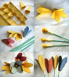 several different types of flowers made out of paper