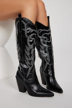 Black Cowboy Boots, Promo Gifts, Black Cowboy, Cute Spring Outfits, Move Along, Embroidery Details, Cowboy Boots, Spring Outfits, Black Boots