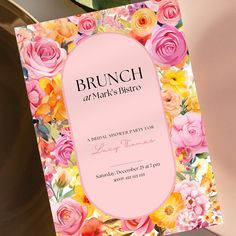 the brunch at mark's bistro menu is displayed on a table