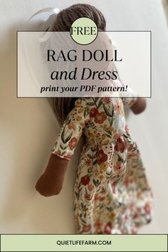 the rag doll and dress pattern is featured in this free printable sewing pattern for dolls