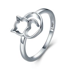 925 Sterling Silver Cat Rings For Women Jewelry Beautiful Finger Rings Xmas Gift Cat Rings Jewelry, Cat Rings, Silver Cat Ring, Cat Heart, Sterling Silver Cat, Little Cat, Cat Ring, Silver Cat, Cat Jewelry