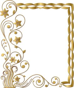 an ornate gold frame with swirls and flowers on it, in the shape of a square