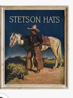 an old book cover with a cowboy standing next to a horse