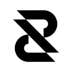 the letter b is made up of two black letters, one with an arrow in it