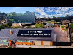 an aerial view of a house with the words before and after on it's roof