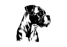 a black and white drawing of a dog