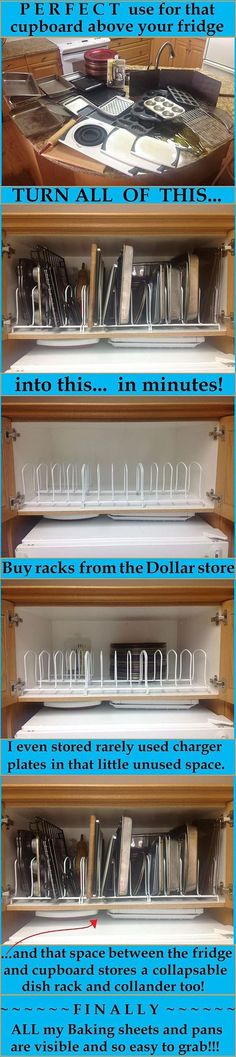 four shelves filled with different types of kitchen utensils