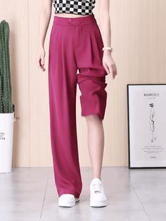 Woman's High waist wide leg pants Loose Pants Elegant Trousers, High Waist Wide Leg Pants, Pants Loose, Elegant Chic, Loose Pants, Wide Pants, Wrinkle Free, No Se, Leg Pants