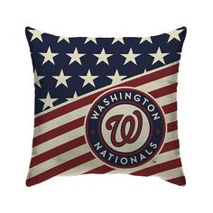 the washington nationals logo on an american flag pillow