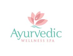 a logo for a health spa with pink flowers on the front and green leaves on the back