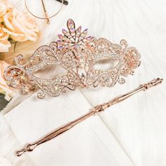 Durable Quality: This Crystal Masquerade Mask Is Made Of High-Quality Alloy And Rhinestone Diamond. They Are Manual Workmanship, Very Comfortable To Wear. Elegant Design: The Masquerade Mask Is Encrusted Shinny Diamond Rhinestone And Crystal. The Intricate And Delicate Are Very Glamorous, Elegant And Luxury. Princess Style: You Will Be The Center Of Attraction At Party When You Wear The Princess Style Fancy Mask. Various Occasion: The Masks Are Perfect For Masquerade Party, Festivals, Carnival T Gold Rhinestone Masquerade Mask, Masquerade Mask With Stick, Fancy Mask, Crystal Mask, Carnival Themed Party, Rhinestone Rose, Gold Mask, Masquerade Party, Masquerade Mask