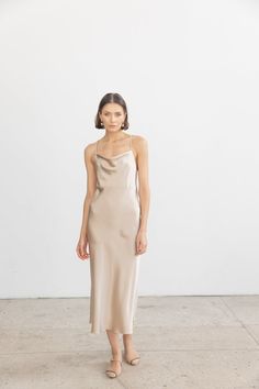 Cowl Neck Silk Slip Dress Midi in Pearl Beige Bias Cut Silk - Etsy Silk Dress Bridesmaid, Beige Slip Dress, Bridesmaid Dress Silk, Long Dress Silk, Slip Bridesmaids Dresses, Silk Cowl Neck Dress, Cream Bridesmaid Dresses, Slip Dress Midi, Slip Dress Outfit