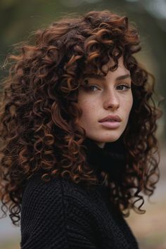 Rock a Curly Pixie Cut that’s perfect for round faces, offering a chic and playful look..... Fall Color For Curly Hair, Auburn Brown Hair Curly, Hair Colors For Biracial Women, Red Lowlights In Brown Hair Curly, Chocolate Curly Hair Highlights, Honey Brunette Curly Hair, Curly Chestnut Hair, Shoulder Length Curly Hair Highlights, Cinnamon Highlights Curly Hair