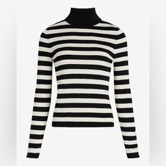 A Classic Striped Turtleneck Sweater Made For Comfort And Style. This Lightweight Style Pairs Perfectly With Your Go-To Denim Or Linen Trousers. Soft Material, New With Tags - Never Worn, Size Medium Features & Fabric Turtleneck Long Sleeves Sweater Material; Striped Straight Hem Polyester/Rayon/Nylon/Spandex Thanks For Looking At My Closet! Bundle With Another Item To Save 10%! Oversized Cream Sweater, Express Sweater Dress, Striped Turtleneck Sweater, Sleeves Sweater, Cowl Neck Tunic, Pink Bodycon Dresses, Striped Turtleneck, Oversized Pullover, Sweater Material