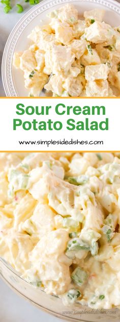 this creamy potato salad is made with sour cream and potatoes