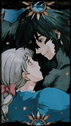 an anime scene with two people kissing each other