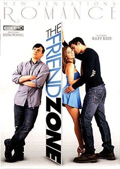 the friend zone movie poster with two men and a woman leaning on a tall sign