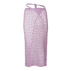 a purple knitted skirt on a white background