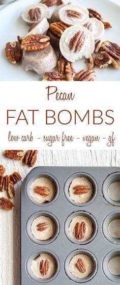 Pecan Fat Bombs (vegan, gluten free, sugar free, keto) - These low carb fat bombs will help you meet your daily macronutrient goals and satisfy your sweet tooth at the same time! #veganketo #keto #fatbombs Vegan Snack Recipes, Kid Snacks, Keto Candy, Fat Bomb, Fat Bomb Recipe, Diet Breakfast Recipes, Low Carb Dessert, Keto Fat, Low Carb Breakfast Recipes