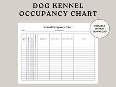 the printable dog kennel occupancy chart