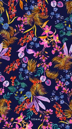 Shop Soma's Blooming Navy print. Navy Print, Pattern Vector, Wallpaper Backgrounds