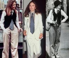 three different pictures of people in suits and ties on the same photo, one has long hair