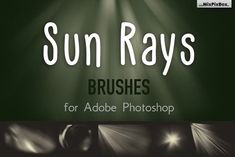 the sun rays brushes for adobe photoshop is shown in black and white with green background