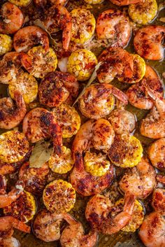 grilled shrimp and corn on a sheet pan