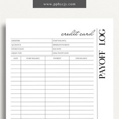 a printable credit card with the words pay to do list in black and white