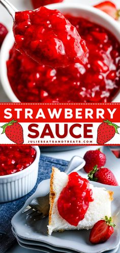 Want a special sauce idea? You only need three ingredients to make this Strawberry Sauce! This homemade strawberry sauce is thick, delicious, and made from fresh strawberries. It's the best sauce recipe for desserts! Strawberry Sauce For Cheesecake, Waffle Cone Recipe, Cake Cheesecake, Christmas Desserts Easy