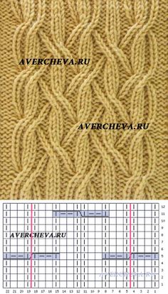 the knitting pattern is shown in two different colors