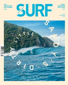 the front cover of a magazine with an image of a wave in the ocean on it